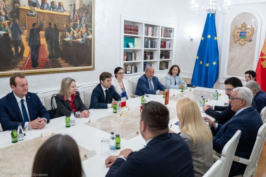Predsjednik Skupštine Crne Gore Andrija Mandić na sastanku sa Pjerom-Aleksandrom Angladom u Podgorici